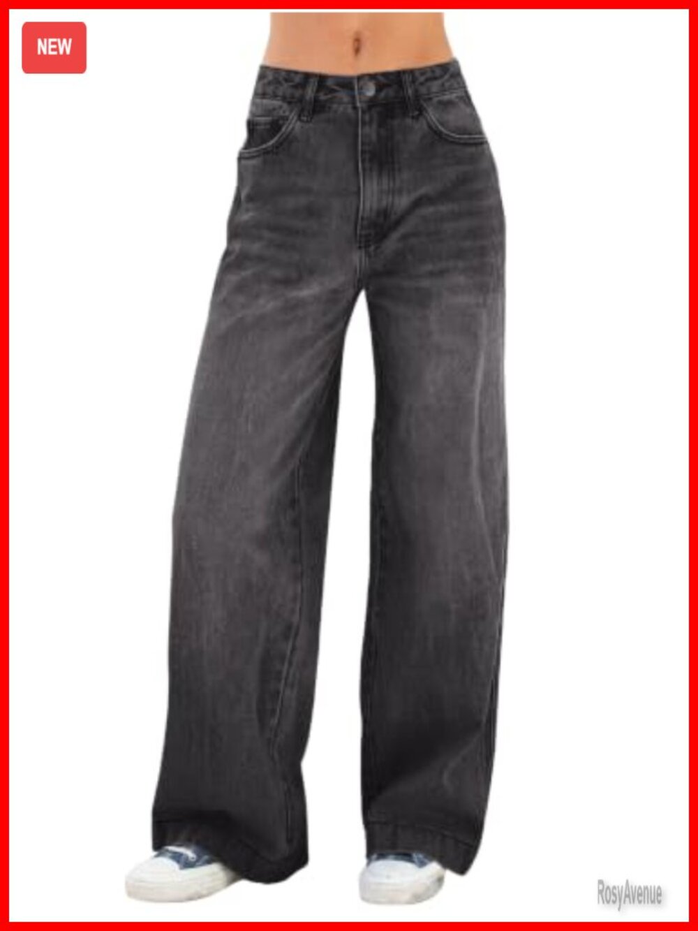 Wide Leg Baggy Jeans High Waist Stretchy Denim Pants Y2k Style 5 Pocket